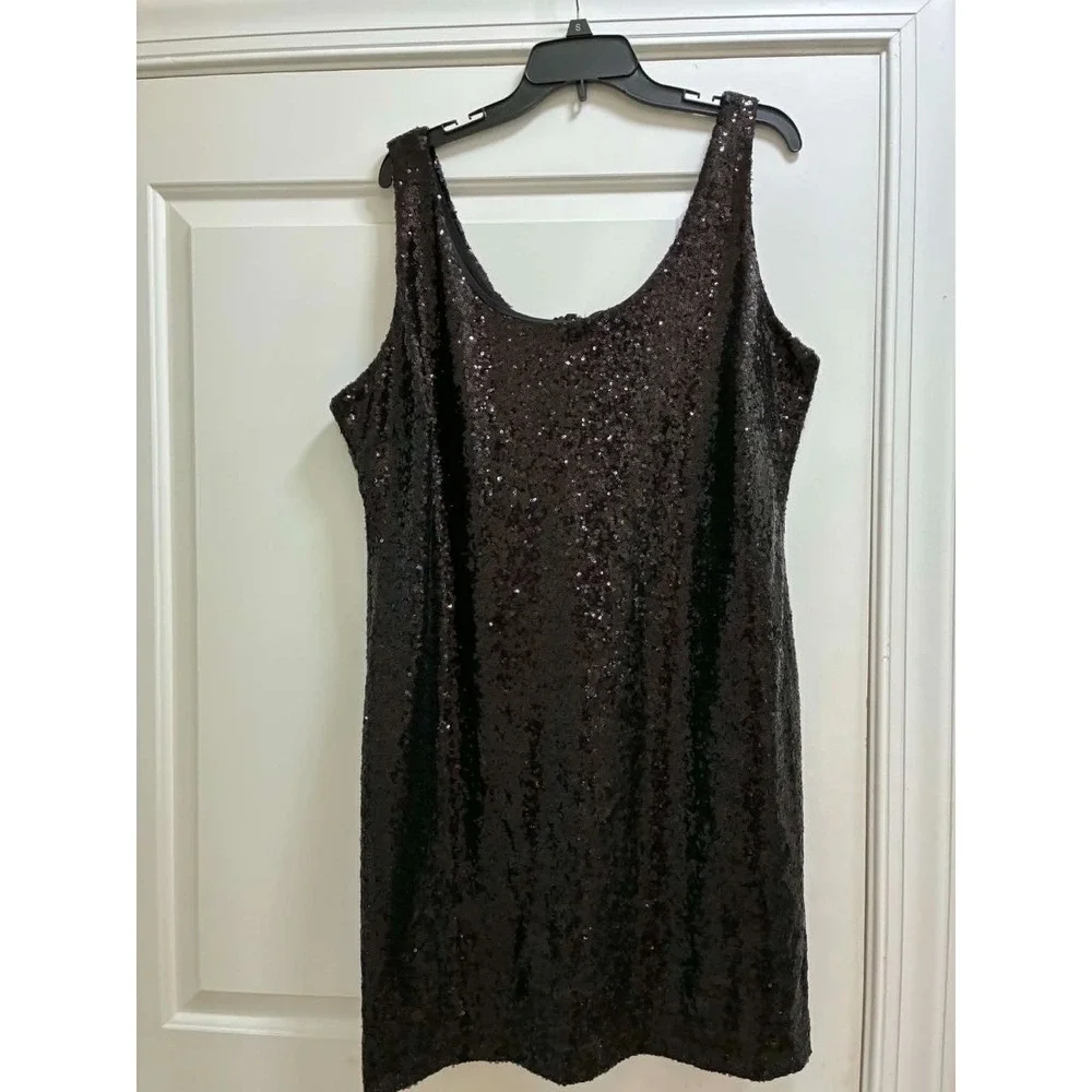 Rue21 Womens 2X Black Sequin Tank Top Sleeveless Party Clubwear Glam Stretch